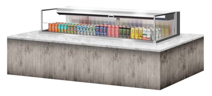 Turbo Air TOM-72L-UF-S-1SI-N 72" Stainless Steel Drop-In Refrigerated Open Display Case Merchandiser w/ (1) Level, 220v/1ph - Donut-Equipment.com