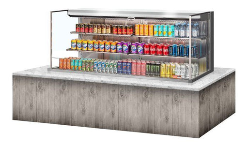 Turbo Air TOM-72L-UF-S-3S-N 71" Stainless Steel Horizontal Refrigerated Open Curtain Merchandiser w/ (4) Levels, 220v/1ph - Donut-Equipment.com