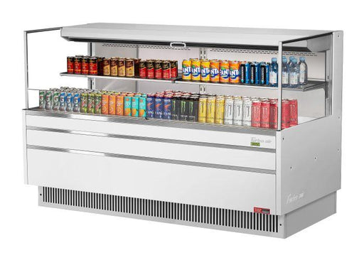 Turbo Air TOM-72L-UF-W-2S-N 70 3/4" White Low Profile Horizontal Open Air Cooler w/ (2) Levels – Ultra Front Merchandiser, 220v/1ph - Donut-Equipment.com