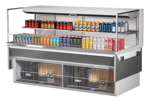 Turbo Air TOM-72L-UF-W-2SI-N 71 7/8" Drop-In Horizontal Open Air Cooler w/ (2) Levels – White Exterior, 220v/1ph - Donut-Equipment.com