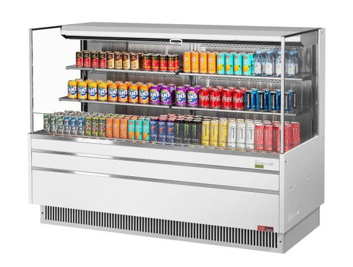 Turbo Air TOM-72L-UF-W-3S-N 70 3/4" White Low Profile Horizontal Open Air Cooler w/ (3) Levels – Ultra Front Merchandiser, 220v/1ph - Donut-Equipment.com
