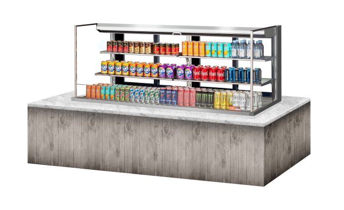 Turbo Air TOM-72L-UFD-W-3SI-N 72" Drop-In Horizontal Open Air Cooler w/ (4) Levels – White Exterior, 220v/1ph - Donut-Equipment.com