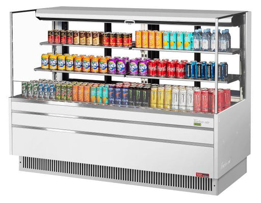 Turbo Air TOM-72L-UFD-W-3S-N 70 3/4" White Low Profile Horizontal Open Air Cooler w/ (3) Levels – Ultra Front Deluxe Merchandiser, 220v/1ph - Donut-Equipment.com
