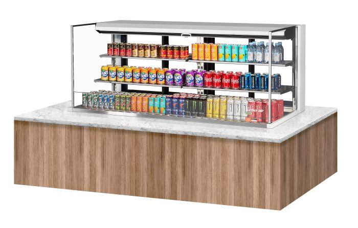 Turbo Air TOM-72L-UFD-W-3SI-N 72" Drop-In Horizontal Open Air Cooler w/ (3) Levels – White Exterior, 220v/1ph - Donut-Equipment.com