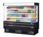 Turbo Air TOM-75MSEB-N 75 1/2" Black Narrow Depth Vertical Open Air Cooler / Air Curtain Display Case with (4) Levels, 220v - Donut-Equipment.com