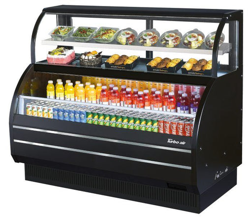 Turbo Air TOM-W-60SB-N 62 5/8" Black Horizontal Open Air Cooler w/ (4) Levels – Wide Display Merchandiser, 115v - Donut-Equipment.com