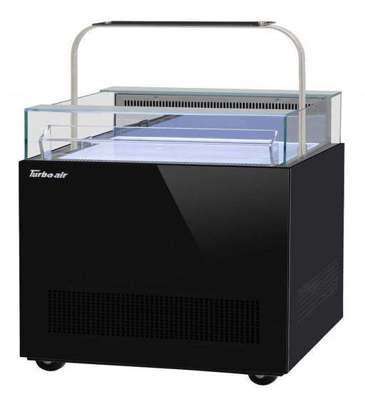 Turbo Air TOS-30NN-D-B 30 1/4" Black Horizontal Open Display Merchandiser / Air Curtain Sandwich and Cheese Display Case – 1 Level, 115v - Donut-Equipment.com