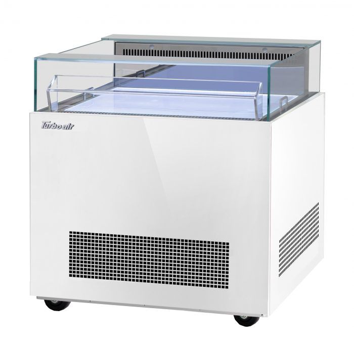 Turbo Air TOS-30NN-W 30" White Horizontal Open Display Merchandiser / Air Curtain Sandwich and Cheese Display Case – 1 Level, 115v - Donut-Equipment.com