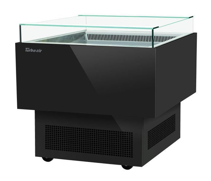 Turbo Air TOS-30PN-B 30" Black Horizontal Open Display Merchandiser / Air Curtain Sandwich and Cheese Display Case – 1 Level, 115v - Donut-Equipment.com