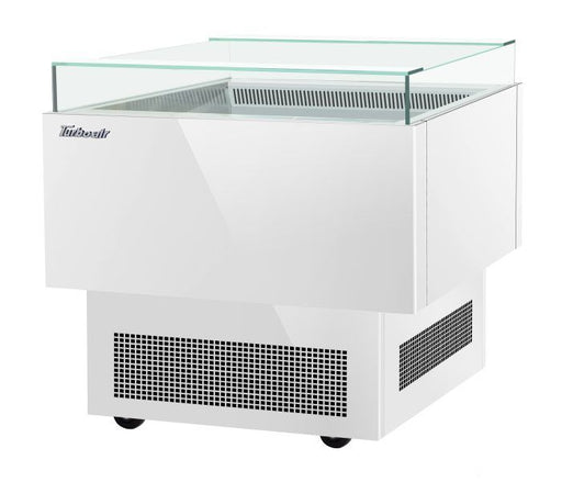 Turbo Air TOS-30PN-W 30" White Horizontal Open Display Merchandiser / Air Curtain Sandwich and Cheese Display Case – 1 Level, 115v - Donut-Equipment.com
