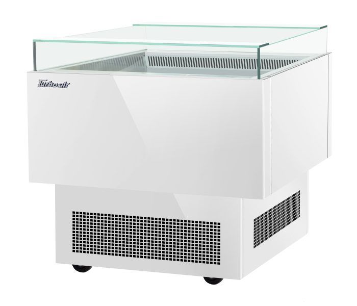 Turbo Air TOS-30PN-W 30" White Horizontal Open Display Merchandiser / Air Curtain Sandwich and Cheese Display Case – 1 Level, 115v - Donut-Equipment.com