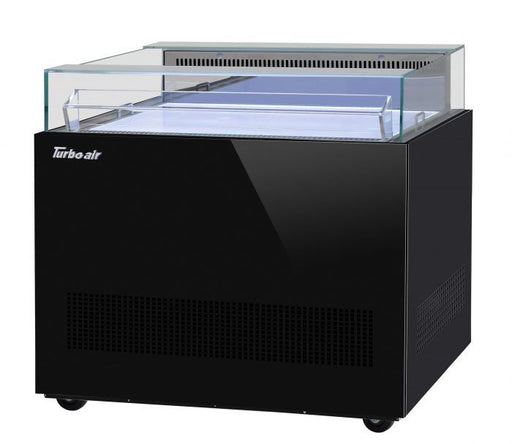 Turbo Air TOS-40NN-B 40" Black Horizontal Open Display Merchandiser / Air Curtain Sandwich and Cheese Display Case – 1 Level, 115v - Donut-Equipment.com