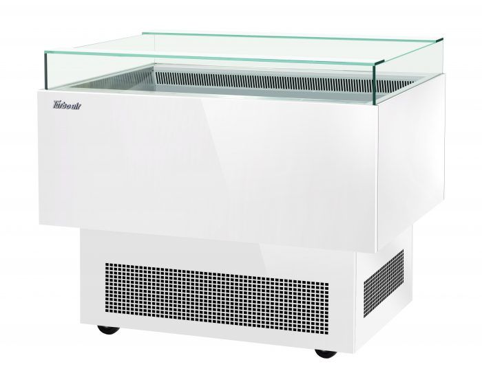 Turbo Air TOS-40PN-W 40" White Horizontal Open Display Merchandiser / Air Curtain Sandwich and Cheese Display Case – 1 Level, 115v - Donut-Equipment.com
