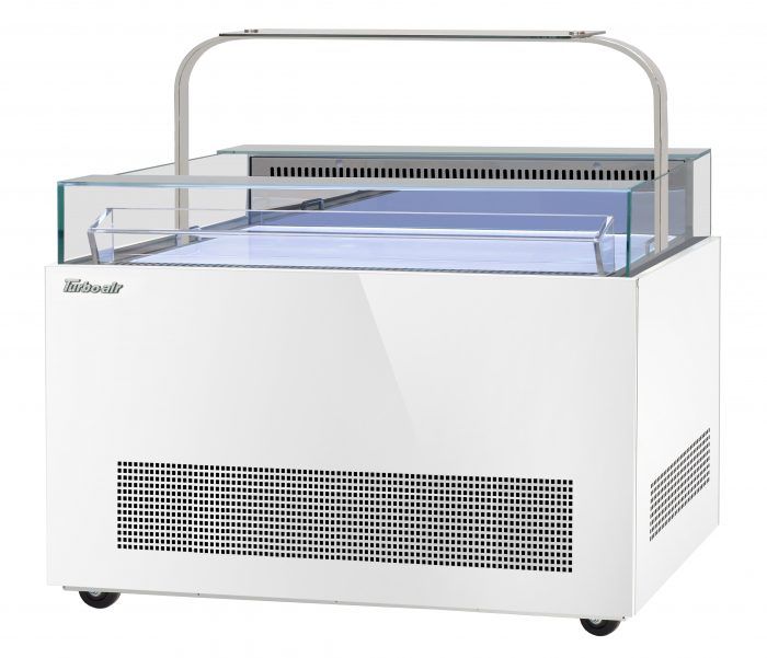 Turbo Air TOS-50NN-D-W 50 1/4" White Horizontal Open Display Merchandiser / Air Curtain Sandwich and Cheese Display Case – 1 Level with Top Shelf, 115v (Copy) - Donut-Equipment.com
