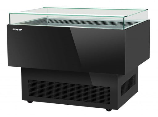 Turbo Air TOS-50PN-B 50" Black Horizontal Open Display Merchandiser / Air Curtain Sandwich and Cheese Display Case – 1 Level, 115v - Donut-Equipment.com