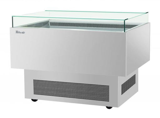 Turbo Air TOS-50PN-S 50" Stainless Steel Horizontal Open Display Merchandiser / Air Curtain Sandwich and Cheese Display Case – 1 Level, 115v - Donut-Equipment.com