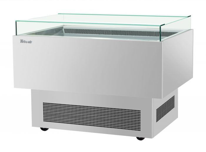 Turbo Air TOS-50PN-S 50" Stainless Steel Horizontal Open Display Merchandiser / Air Curtain Sandwich and Cheese Display Case – 1 Level, 115v - Donut-Equipment.com