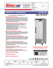 Turbo Air TSR-23SD-N6 Super Deluxe 27" Bottom Mounted Solid Door Reach-In Refrigerator with LED Lighting - Donut-Equipment.com