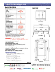 Turbo Air TSR-72SD-N Super Deluxe 82" Bottom Mounted Solid Door Reach-In Refrigerator with LED Lighting - Donut-Equipment.com
