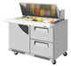 Turbo Air TST-48SD-18-D2R(L)-FB-N 48" Mega Top Sandwich Prep Table w/ 2 Drawers & 1 Door - Donut-Equipment.com