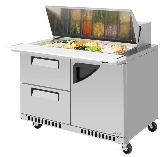 Turbo Air TST-48SD-18-D2R(L)-FB-N 48" Mega Top Sandwich Prep Table w/ 2 Drawers & 1 Door - Donut-Equipment.com