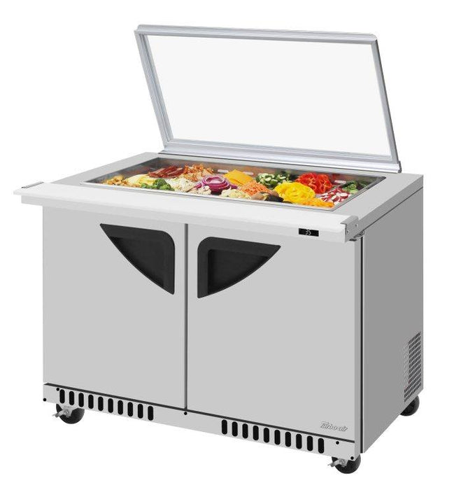Turbo Air TST-48SD-18-FB-N-GL Super Deluxe 48" Mega Top Sandwich/Salad Prep Table with Glass Lid - Donut-Equipment.com