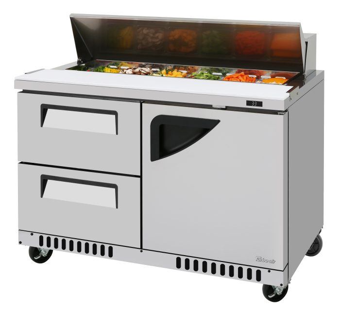 Turbo Air TST-48SD-D2R(L)-FB-N 48 1/4" Super Deluxe Mega Top Sandwich/Salad Prep Table - Donut-Equipment.com