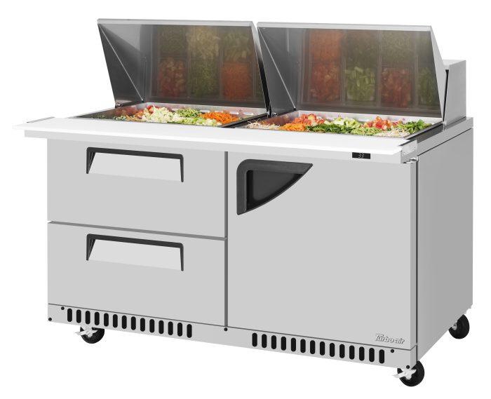 Turbo Air TST-60SD-24-D2R(L)-FB-N 60" Mega Top Sandwich Prep Table w/ 2 Drawers & 1 Door - Donut-Equipment.com