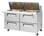 Turbo Air Super Deluxe TST-60SD-24-D4-N 60" 4 Drawer Mega Top Refrigerated Sandwich Prep Table - Donut-Equipment.com
