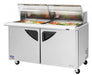 Turbo Air Super Deluxe TST-60SD-24-N-CL 60" 2 Door Refrigerated Mega Top Sandwich Prep Table with Clear Lid - Donut-Equipment.com