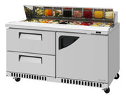 Turbo Air TST-60SD-D2R(L)-FB-N Super Deluxe 60" Sandwich/Salad Prep Table with Drawers and Hinged Door - Donut-Equipment.com