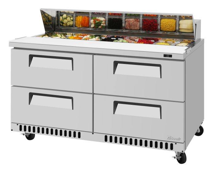 Turbo Air TST-60SD-24-D4-FB-N 60" 24 Pan Four Drawer Mega Top Sandwich/Salad Prep Table - Donut-Equipment.com