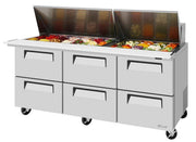 Turbo Air Super Deluxe TST-72SD-30-D6-N 72" 6 Drawer Mega Top Refrigerated Sandwich Prep Table - Donut-Equipment.com