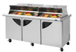 Turbo Air TST-72SD-30-N-DS 72" 3 Door Mega Top Dual Sided Refrigerated Sandwich Prep Table - Donut-Equipment.com