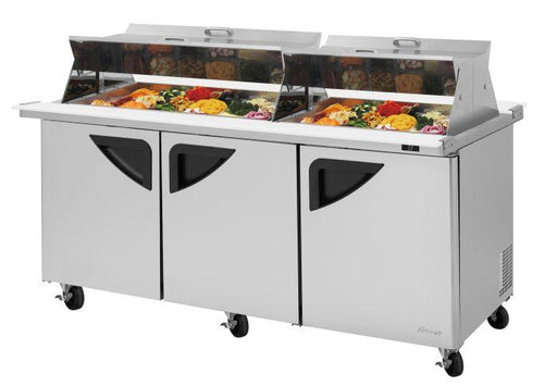 Turbo Air TST-72SD-30-N-DS 72" 3 Door Mega Top Dual Sided Refrigerated Sandwich Prep Table - Donut-Equipment.com