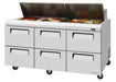Turbo Air TST-72SD-D6-N" 4 Drawer Refrigerated Sandwich Prep Table - Donut-Equipment.com