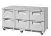 Turbo Air TUR-72SD-D6-FB-N 72 1/4" W Undercounter Refrigerator w/ 3 Sections, 6 Drawers & Front Breathing - Donut-Equipment.com