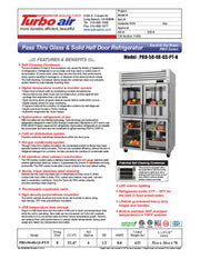 Turbo Air PRO-50-4R-GS-PT-N 51 3/4" Two Section Pass Thru Refrigerator, (4) Glass Doors, (4) Solid Doors, Left/Right Hinge, 115v - Donut-Equipment.com