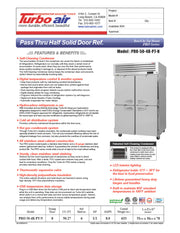 Turbo Air PRO-50-4R-PT-N Pro Series 52" Solid Half Door Pass-Through Refrigerator - Donut-Equipment.com