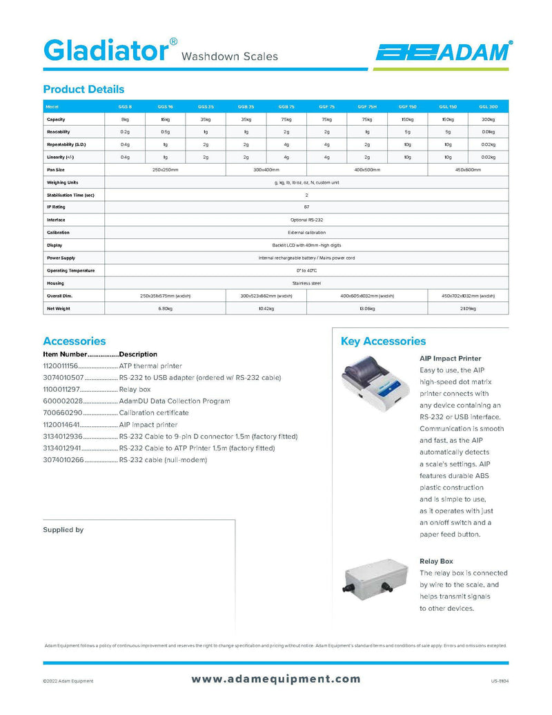 Gladiator Washdown Scales GGF 165A - Donut-Equipment.com