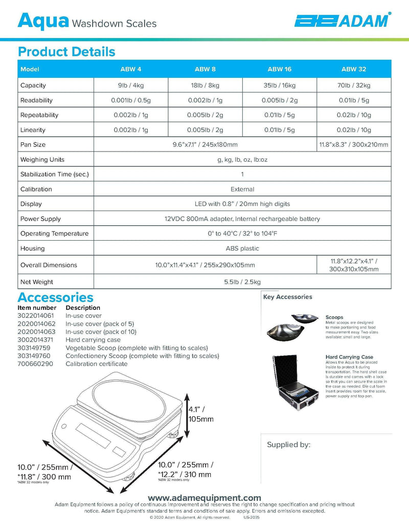 Aqua Washdown Scales ABW-32 - Donut-Equipment.com