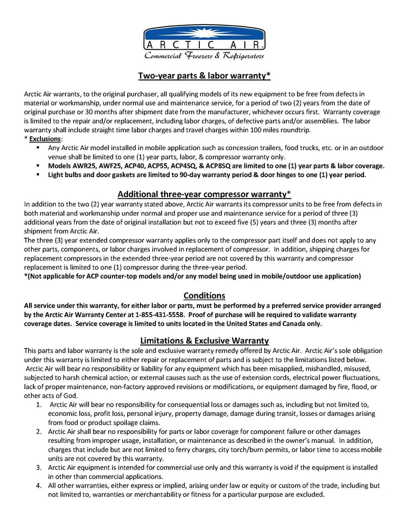 Arctic Air AWF25 White Single Door Reach In Freezer - Donut-Equipment.com