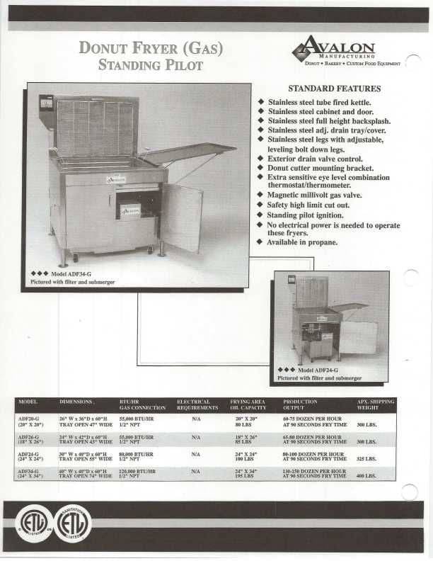 Avalon (ADF24G-BA) 24" x 24" Natural Gas Fryer / Electronic Ignition Left Side Drain Board With Submerge Screen - Donut-Equipment.com