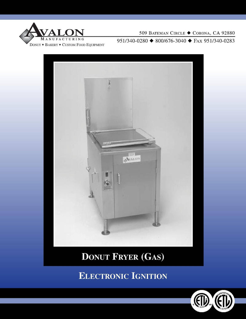 Avalon (ADF26G-BA) 18" x 26" Donut Fryer, Natural Gas, Electronic Ignition, Right Side Drain Board - Donut-Equipment.com