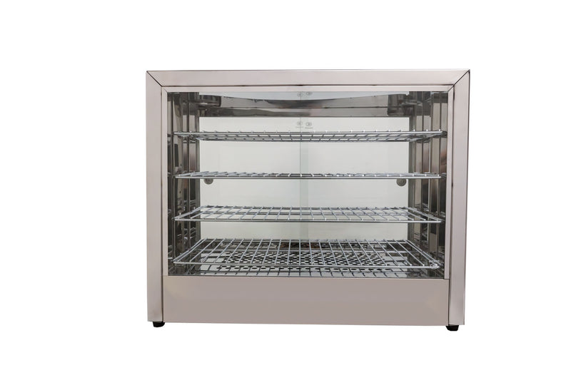 Omcan 25″ Countertop Display Warmer – 4-Shelf Full-Service Heated Merchandiser Display Case with Rear Access Doors