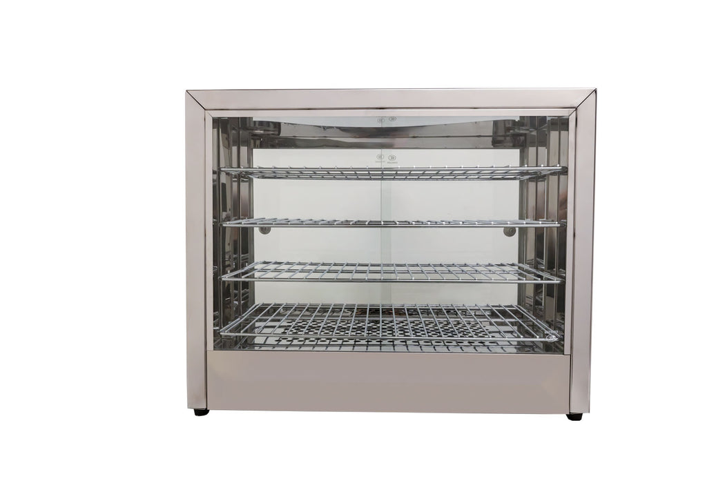 Omcan 25″ Countertop Display Warmer – 4-Shelf Full-Service Heated Merchandiser Display Case with Rear Access Doors