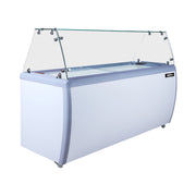 Omcan 71″ Ice Cream Dipping Freezer – 12+10 Tubs Capacity, Flat Sneeze Guard Ice Cream Merchandiser Freezer, 110V/60Hz/1Ph - Donut-Equipment.com