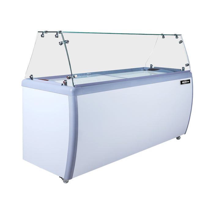 Omcan 71″ Ice Cream Dipping Freezer – 12+10 Tubs Capacity, Flat Sneeze Guard Ice Cream Merchandiser Freezer, 110V/60Hz/1Ph