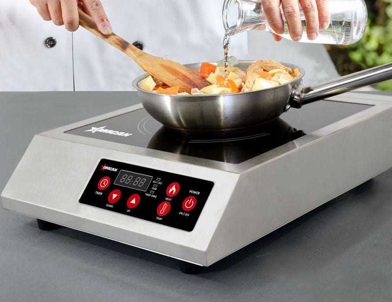 Omcan 1.8 kW Stainless Steel Commercial Countertop Induction Cooker – High-Efficiency Electric Induction Cooktop for Restaurants, Catering & Foodservice Kitchens - Donut-Equipment.com