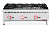 Omcan 36" Radiant Gas Charbroiler – 105,000 BTU Commercial Countertop Charbroiler with 3 Burners and Heavy-Duty Cast Iron Grates - Donut-Equipment.com